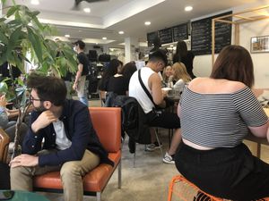 When full at Aujourd'hui Demain Cafe in Paris