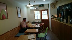 inside the restaurant at Healthy Penguin Cafe in Matsumoto