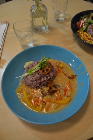 Quinoa curry at Healthy Penguin Cafe in Matsumoto