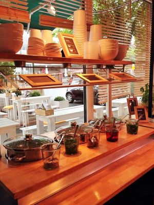 you can also choose different sizes of soup with fresh bread, all vegan. at Sattgrün in Dusseldorf