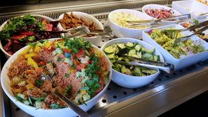 Buffet - salad section at Sattgrün in Dusseldorf