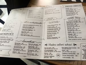 Menu as of April 2019 at Bananas Veggie & Raw Cuisine in Novi Sad