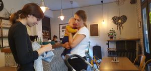 Trainee vegan in my wife's arms? at Bananas Veggie & Raw Cuisine in Novi Sad