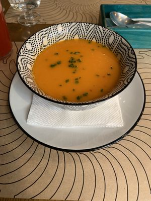 Tomato soup, daily menu at Bananas Veggie & Raw Cuisine in Novi Sad
