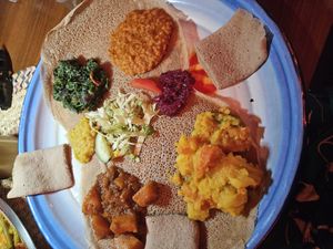 Vegan mix at Gezana Eritrean Restaurant in Eindhoven