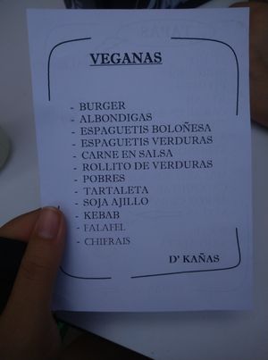 Menú at Bar D'Kañas in Granada