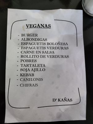 Tapas veganas (febrero 2025) at Bar D'Kañas in Granada