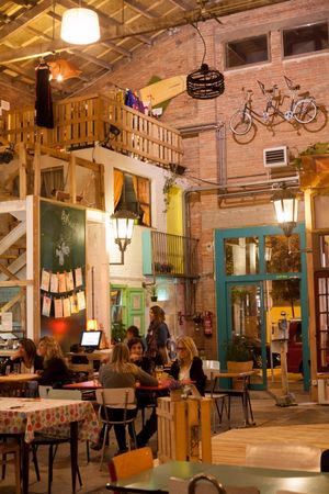 entrance. the whole decoration was made with recycled and upcycled furniture at La Reciclaria in Vic