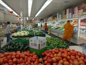 produce department  at World Foods Supermarket in San Diego