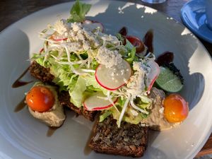 Avo Nice Day with vegan feta cheese  at Ginger & Jamu in Lembongan