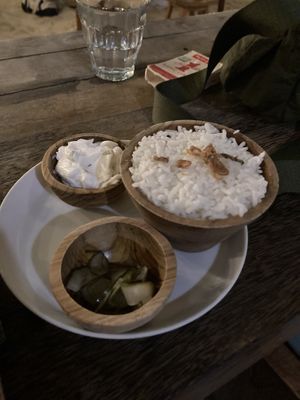Rice and yoghurt which comes with daal   at Ginger & Jamu in Lembongan