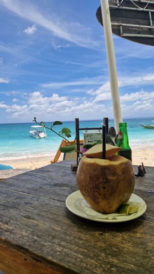 Cocunut and view 🤩 at Ginger & Jamu in Lembongan