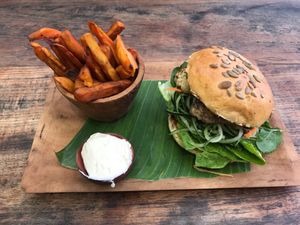 Vegetarian Halloumi Burger at Ginger & Jamu in Lembongan
