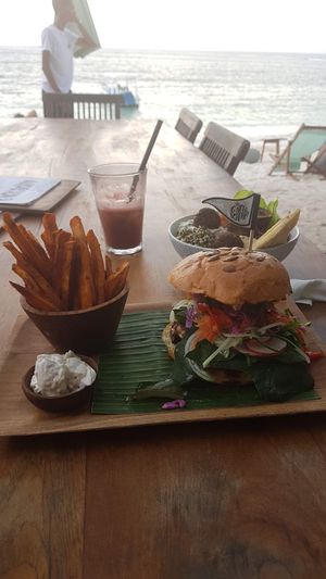 Vegan burger with a view at Ginger & Jamu in Lembongan