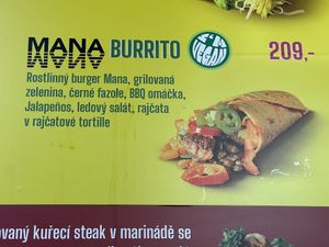 Sticker says, “I’m vegan."  at Burrito Loco - Spalena in Prague