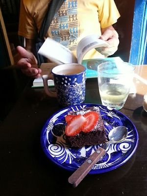 Vegan brownie at Aguamiel Cafe  in Guanajuato