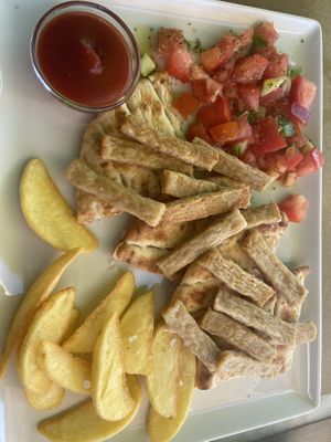 Gyro - was so dry. Could have benefited from a vegan tzatziki, hummus or some of the aubergine dip   at V+ S Corner in Kefalonia