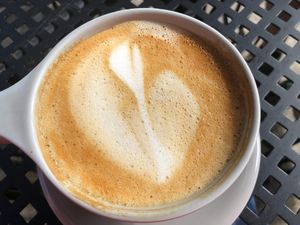 Latte with oat milk.  at Fox & Fig in Savannah