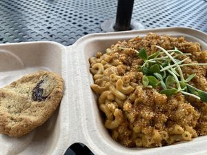  Mac n Cheese and choc chip cookie at Fox & Fig in Savannah
