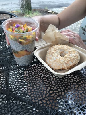 Chia Porridge and Coconut Donut at Fox & Fig in Savannah