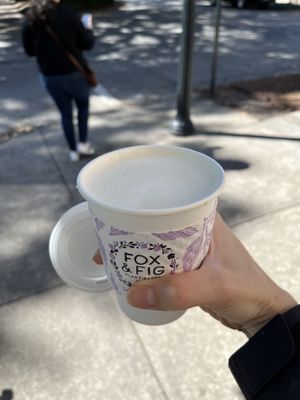 Hot Earl gray lavender latte! So nice and creamy!  at Fox & Fig in Savannah