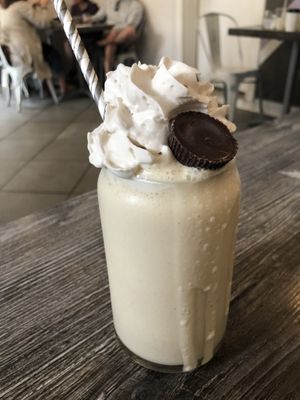 White chocolate peanut butter milkshake  at Fox & Fig in Savannah