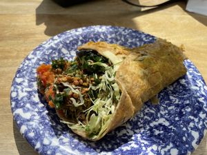 Chickpea burger at Rainforest Creations - Market Stall in South West London