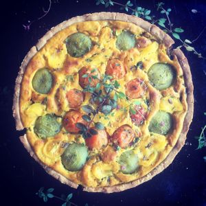 Colorful tomato pie at TereCoco in Okayama