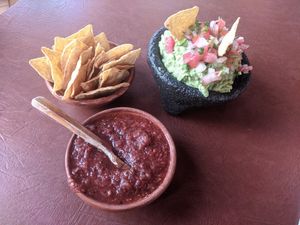 chips and guac with salsa (small) at Tacos Revolucion in Puerto Vallarta
