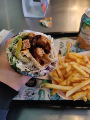 Döner kebab meal at What The Pitta in North West London