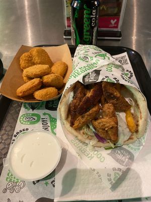 Chick'n nuggets, Doner Gyros wrap & extra mayo at What The Pitta in North West London