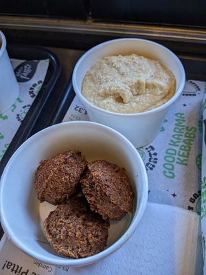 Hummus and falafel at What The Pitta in North West London