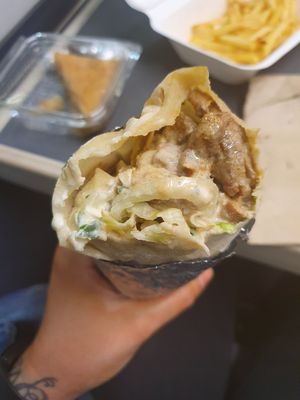 Vegan Kebab, chips and baklava! 💚🌱 at What The Pitta in North West London