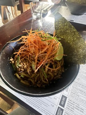 Drunken udon noodles with shiitake mushrooms   at Kuya Asian Pub in St Julians