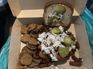 Inside of it and the fried pickles  at Murray Hillbilly in Jacksonville