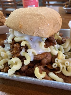 Buffalo chickun with added Mac and cheese   at Murray Hillbilly in Jacksonville