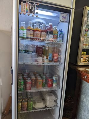 Drink case. Fresh pressed juices awesomely good, prepped by by a black woman owner/supplier. at Murray Hillbilly in Jacksonville