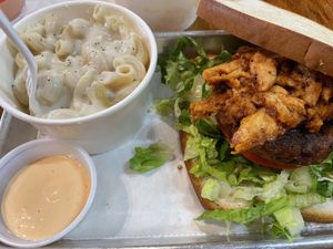 Vegan combo platter included burger, side and wings (next photo)  at Murray Hillbilly in Jacksonville