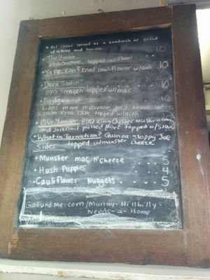 menu board for the Saturday Riverside Arts Market at Murray Hillbilly in Jacksonville