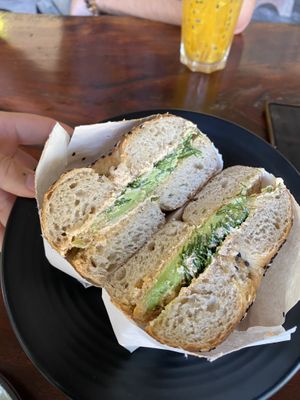 Vegan cream cheese, avocado and dill Bagel  at Aleena - Food Stall in Koh Lanta