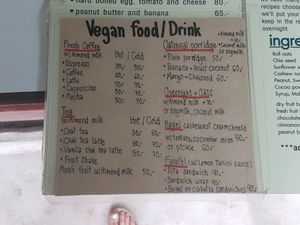 vegan menu at Aleena - Food Stall in Koh Lanta
