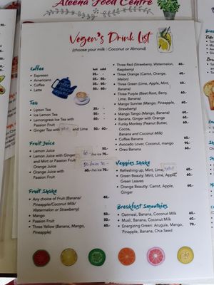 Vegan drinks at Aleena - Food Stall in Koh Lanta