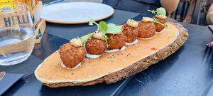 Vegan tuna croquettes at Wild Food in Granada