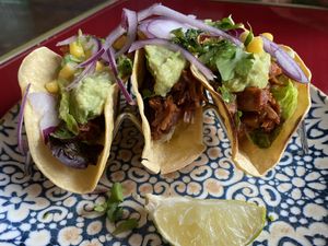 Tacos as a starter  at Wild Food in Granada