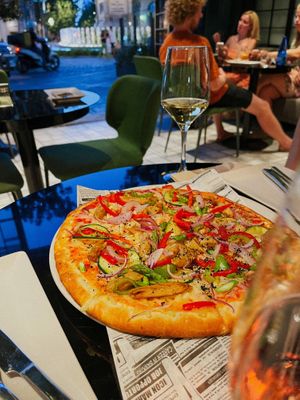 Mediterranean pizza. at Wild Food in Granada