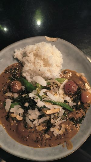 Food served in fancy restaurant with broken dish at Wild Food in Granada