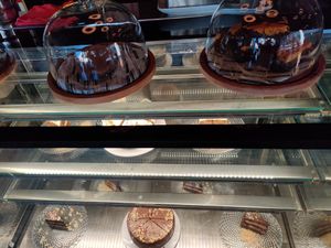 All these vegan cakes! at Wild Food in Granada