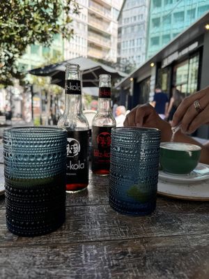 Fritz kola and coffee before the food came out   at Wild Food in Granada