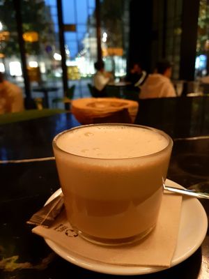 Warm hazelnut milk. at Wild Food in Granada