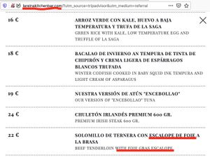 Foie gras cooked on the same kitchen as Wild Food.  at Wild Food in Granada